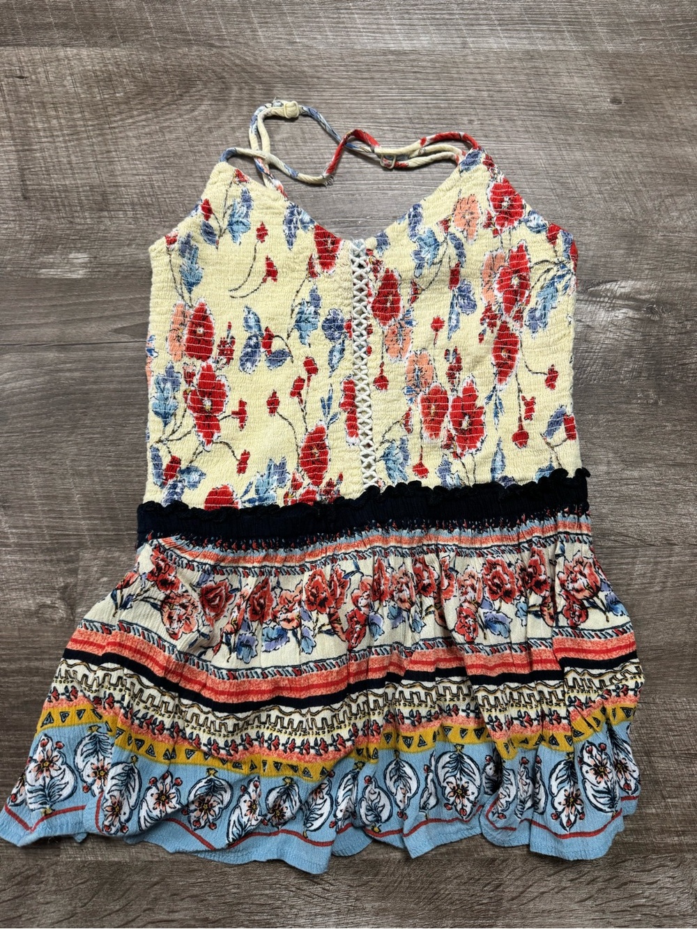 Patrons of Peace Boho Smocked Floral Multicolor Tank Top Size XS